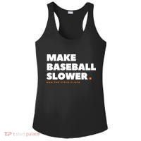 MAKE BASEBALL SLOWER Ban The Pitch Clock Humor Funny Ladies PosiCharge Competitor Racerback Tank thumb 0
