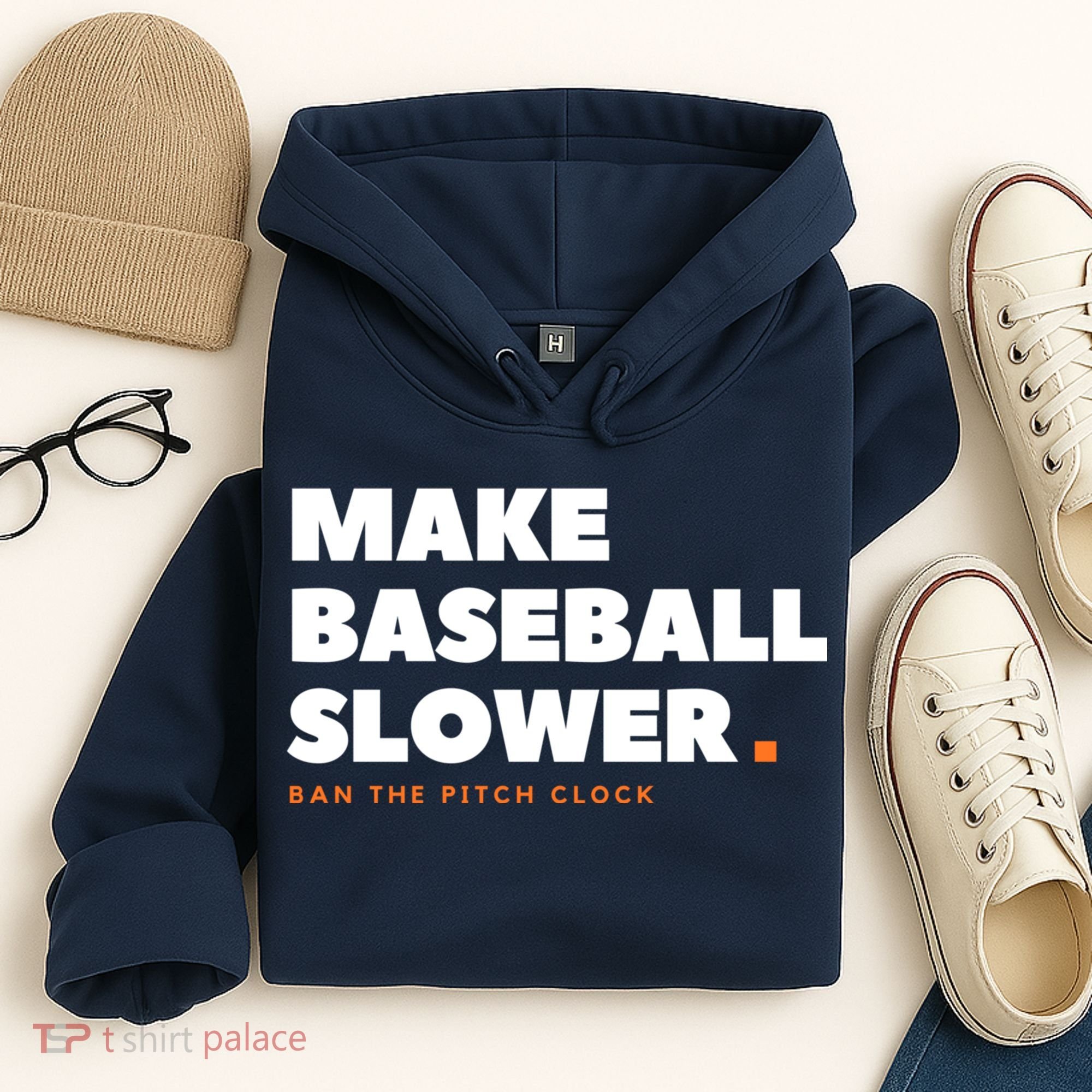 MAKE BASEBALL SLOWER Ban The Pitch Clock Humor Funny Hoodie