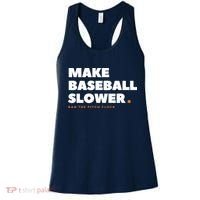 MAKE BASEBALL SLOWER Ban The Pitch Clock Humor Funny Women's Tank Top thumb 0