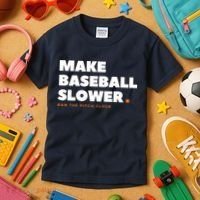 MAKE BASEBALL SLOWER Ban The Pitch Clock Humor Funny Kids T-Shirt thumb 3