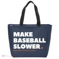 MAKE BASEBALL SLOWER Ban The Pitch Clock Humor Funny Tote Bag thumb 0