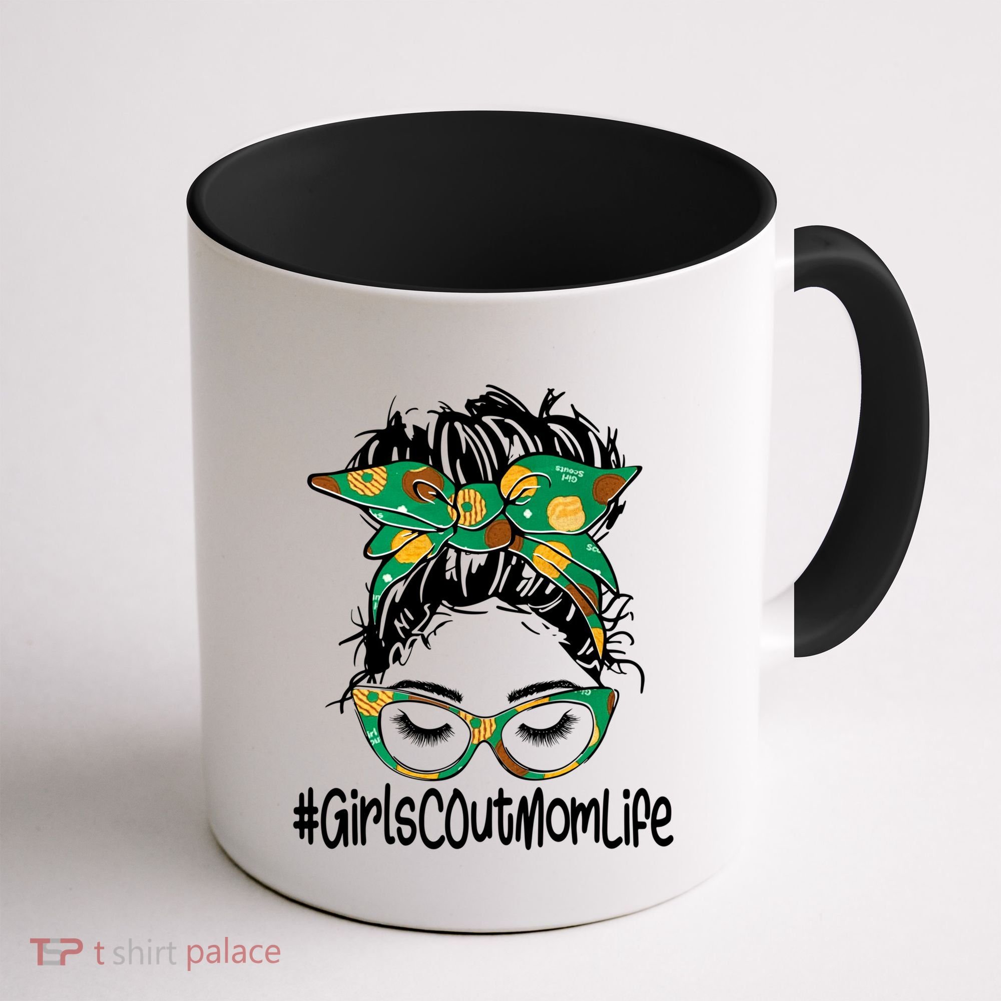 Messy Bun Scout Mom Life Cookie Bakery Gift Coffee Mug