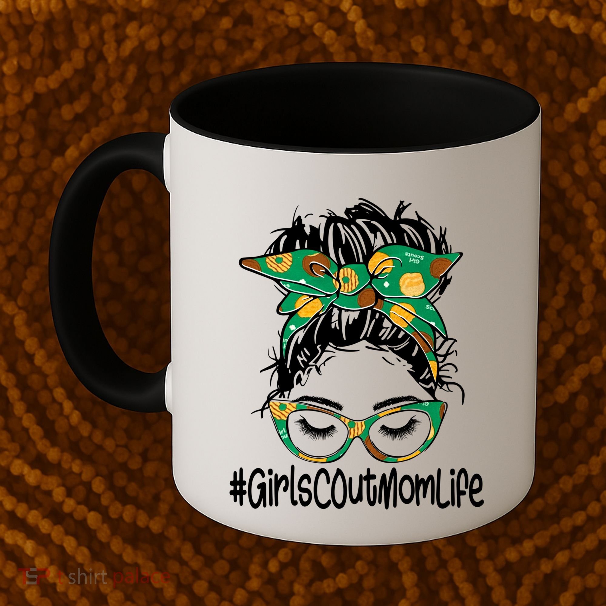 Messy Bun Scout Mom Life Cookie Bakery Gift Coffee Mug