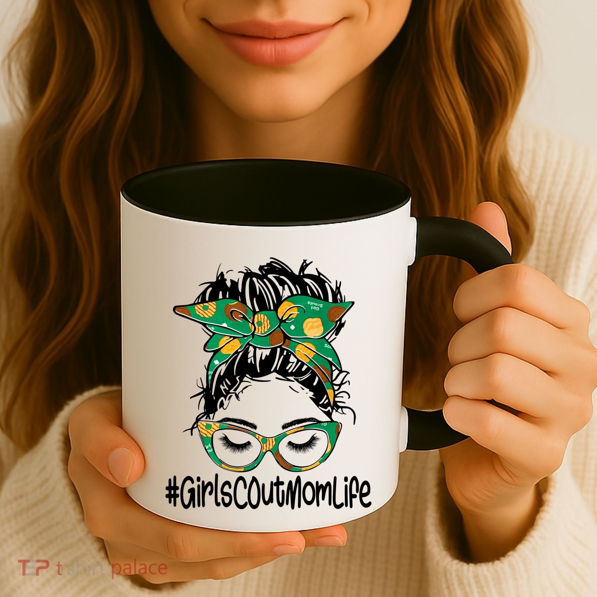 Messy Bun Scout Mom Life Cookie Bakery Gift Coffee Mug