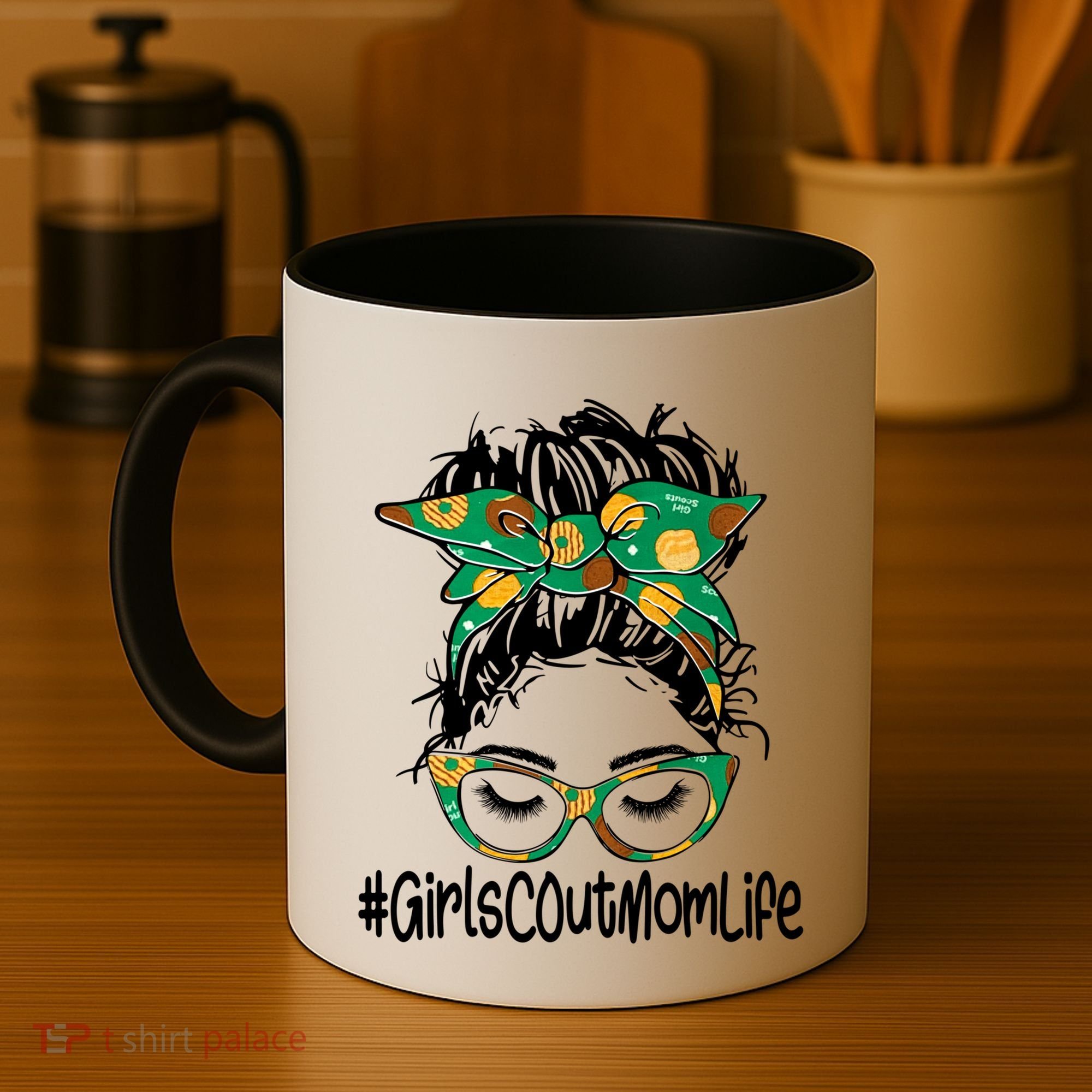Messy Bun Scout Mom Life Cookie Bakery Gift Coffee Mug
