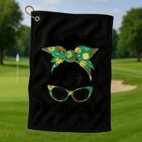 Messy Bun Scout Mom Life Cookie Bakery Gift Golf Towel thumb 1