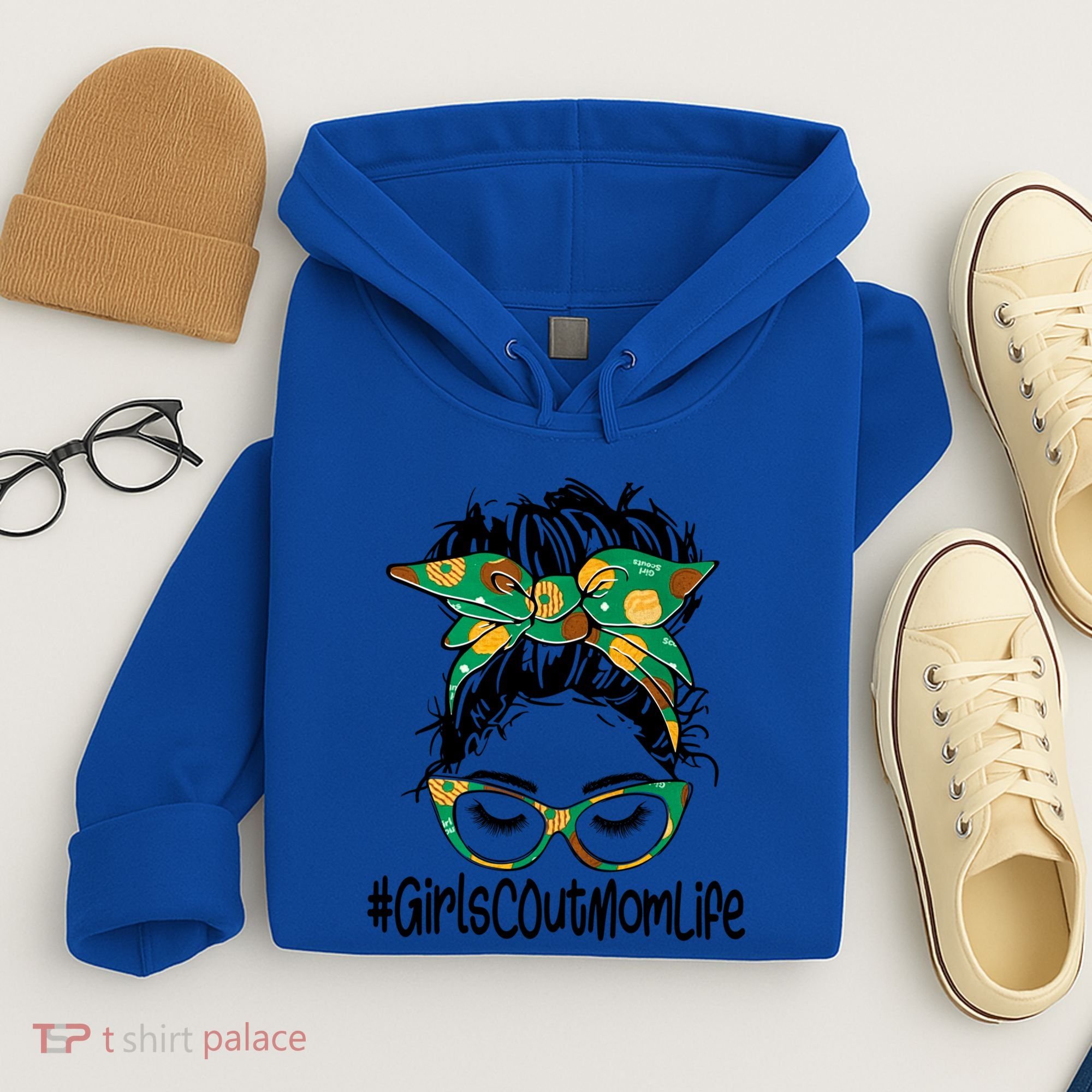 Messy Bun Scout Mom Life Cookie Bakery Gift Hoodie