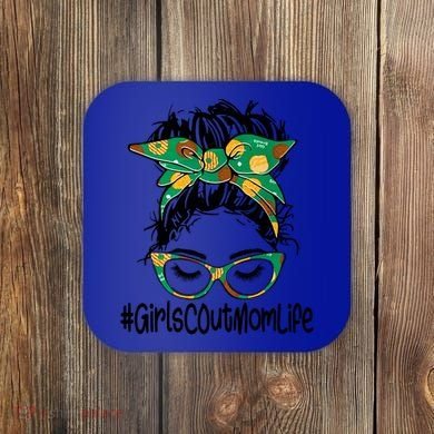 Messy Bun Scout Mom Life Cookie Bakery Gift Coaster