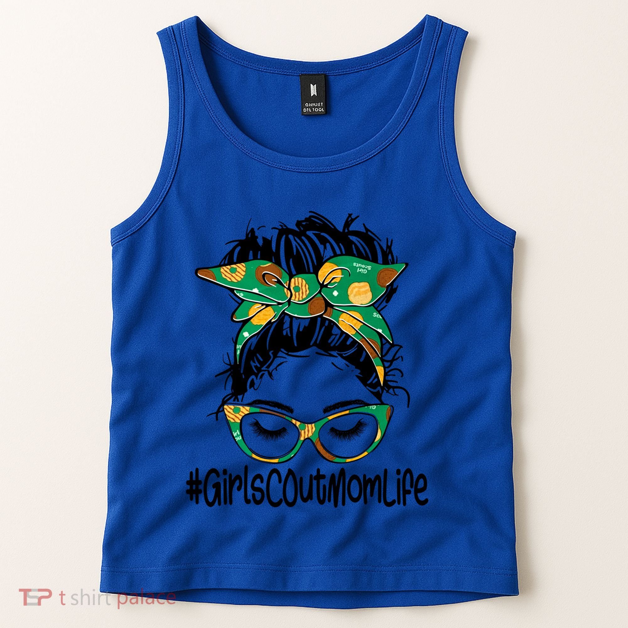 Messy Bun Scout Mom Life Cookie Bakery Gift Tank Top