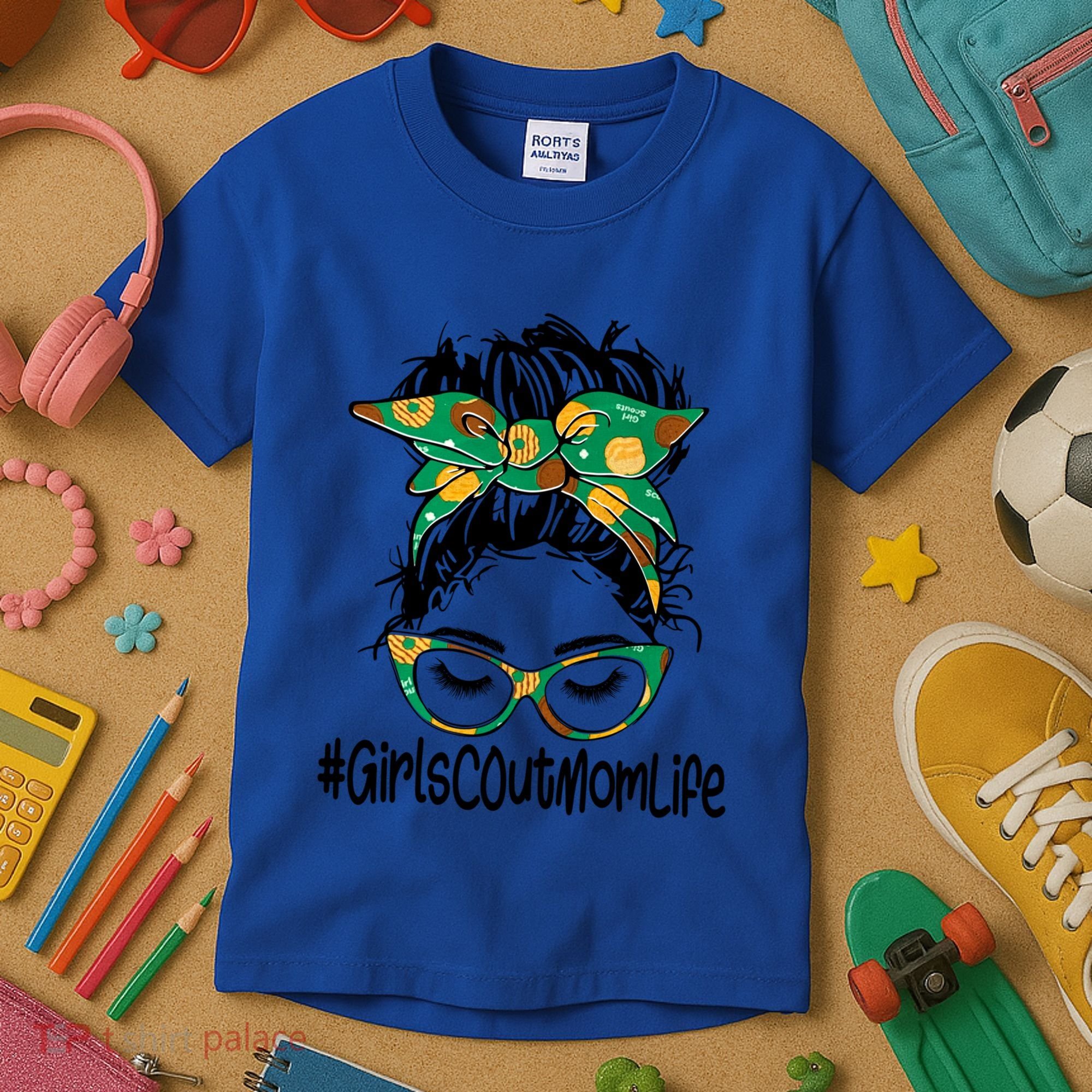 Messy Bun Scout Mom Life Cookie Bakery Gift Kids T-Shirt