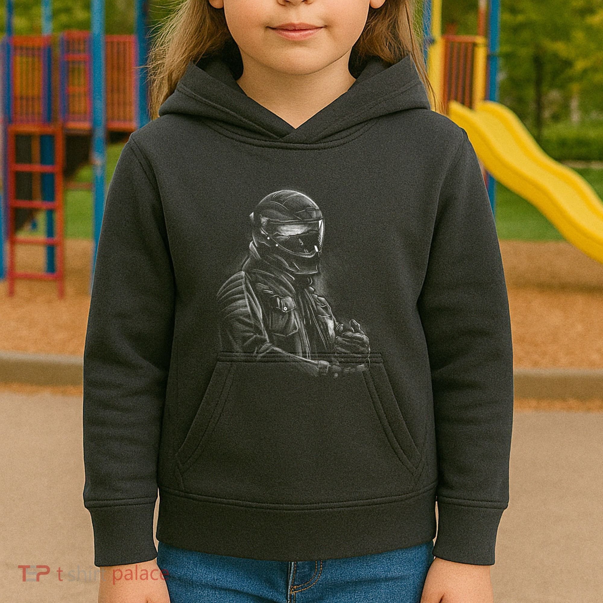 Motorcycle Biker Sketch Kids Hoodie