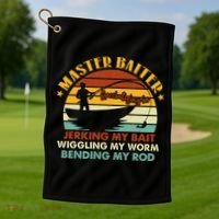 Master Baiter Specializing In Jerking My Bait Funny Fishing Golf Towel thumb 1