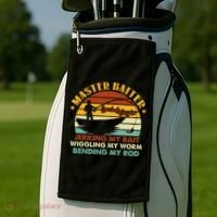 Master Baiter Specializing In Jerking My Bait Funny Fishing Golf Towel thumb 2