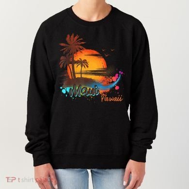 Maui-Hawaii Beach Summer Palm Trees Sunset Women's Sweatshirt