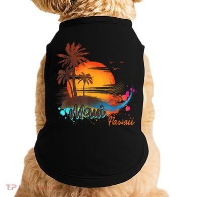 Maui-Hawaii Beach Summer Palm Trees Sunset Doggie Tank