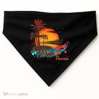 Maui-Hawaii Beach Summer Palm Trees Sunset USA-Made Doggie Bandana