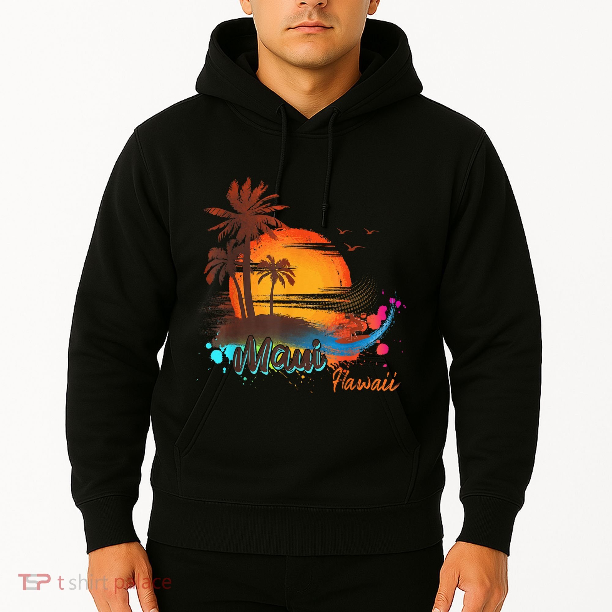 Maui-Hawaii Beach Summer Palm Trees Sunset Hoodie