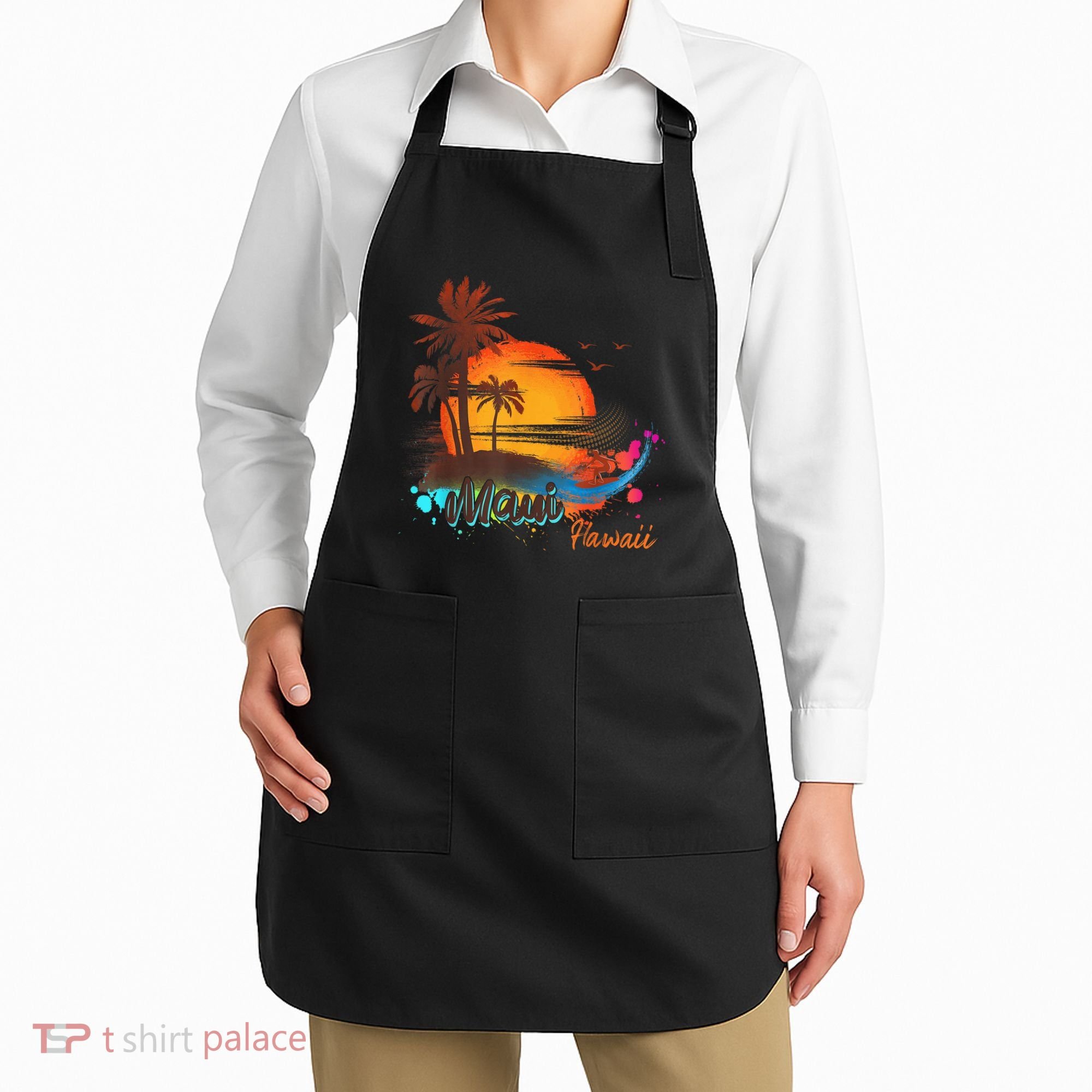 Maui-Hawaii Beach Summer Palm Trees Sunset Apron