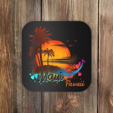 Maui-Hawaii Beach Summer Palm Trees Sunset Coaster