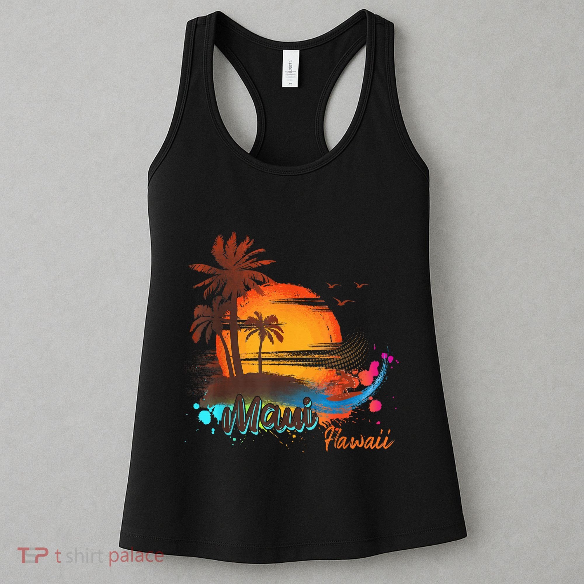 Maui-Hawaii Beach Summer Palm Trees Sunset Women's Tank Top