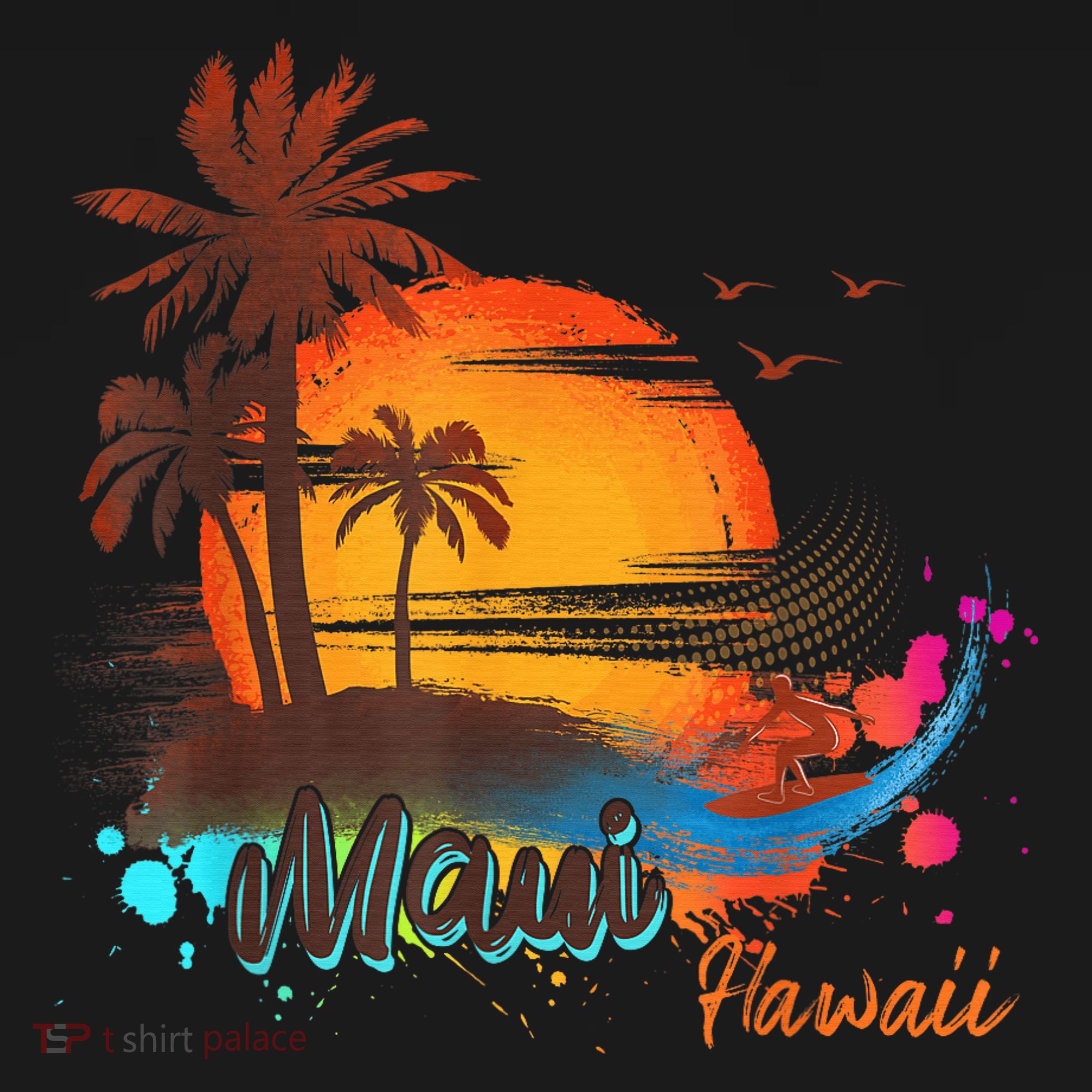 Maui-Hawaii Beach Summer Palm Trees Sunset Women's Tank Top