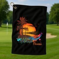 Maui-Hawaii Beach Summer Palm Trees Sunset Golf Towel thumb 1