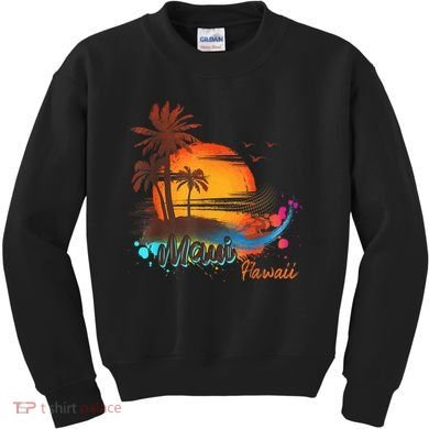 Maui-Hawaii Beach Summer Palm Trees Sunset Kids Sweatshirt