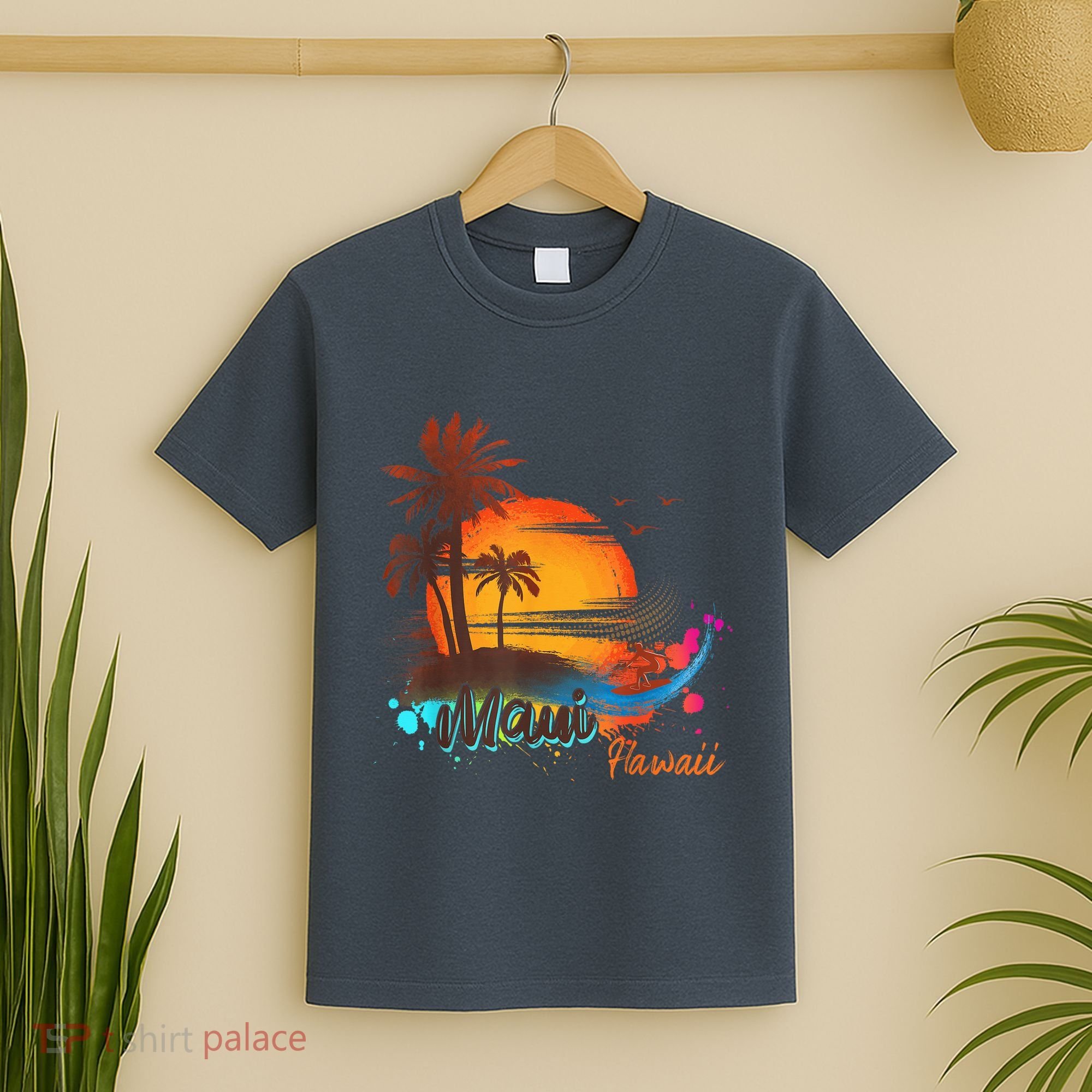 Maui-Hawaii Beach Summer Palm Trees Sunset T-Shirt