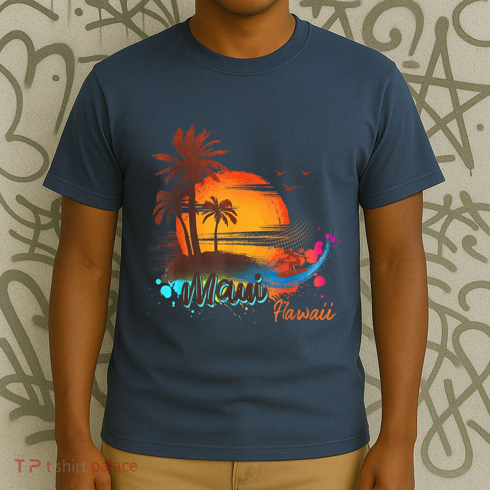 Maui-Hawaii Beach Summer Palm Trees Sunset T-Shirt