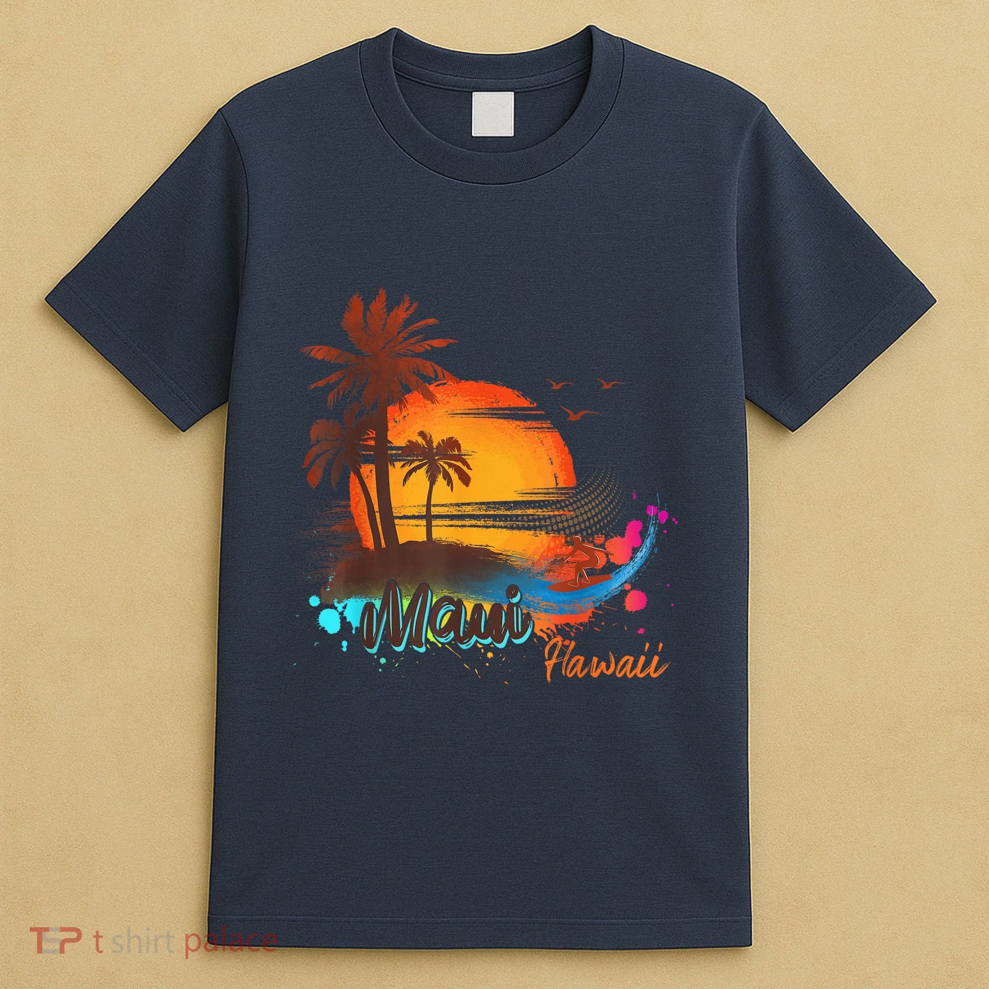 Maui-Hawaii Beach Summer Palm Trees Sunset T-Shirt