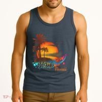 Maui-Hawaii Beach Summer Palm Trees Sunset Tank Top thumb 3