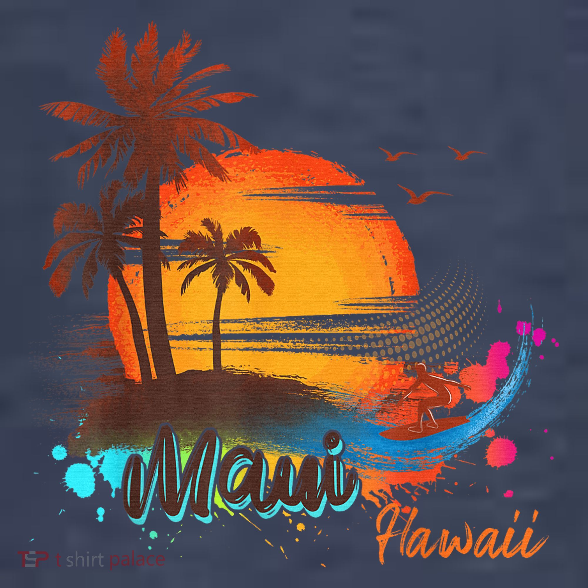 Maui-Hawaii Beach Summer Palm Trees Sunset Tank Top