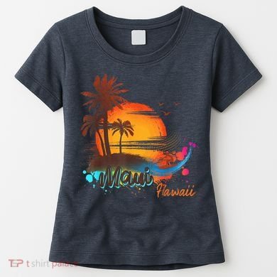 Maui-Hawaii Beach Summer Palm Trees Sunset Women's T-Shirt