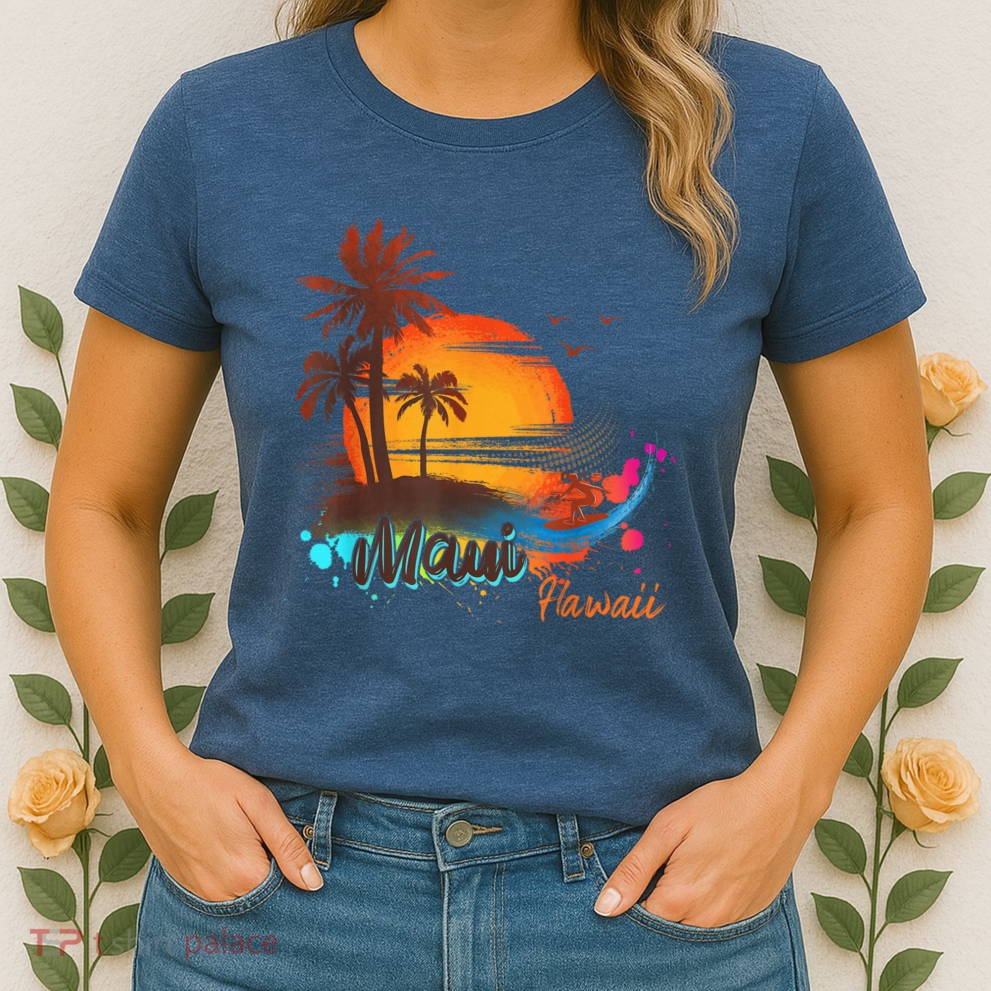 Maui-Hawaii Beach Summer Palm Trees Sunset Women's T-Shirt