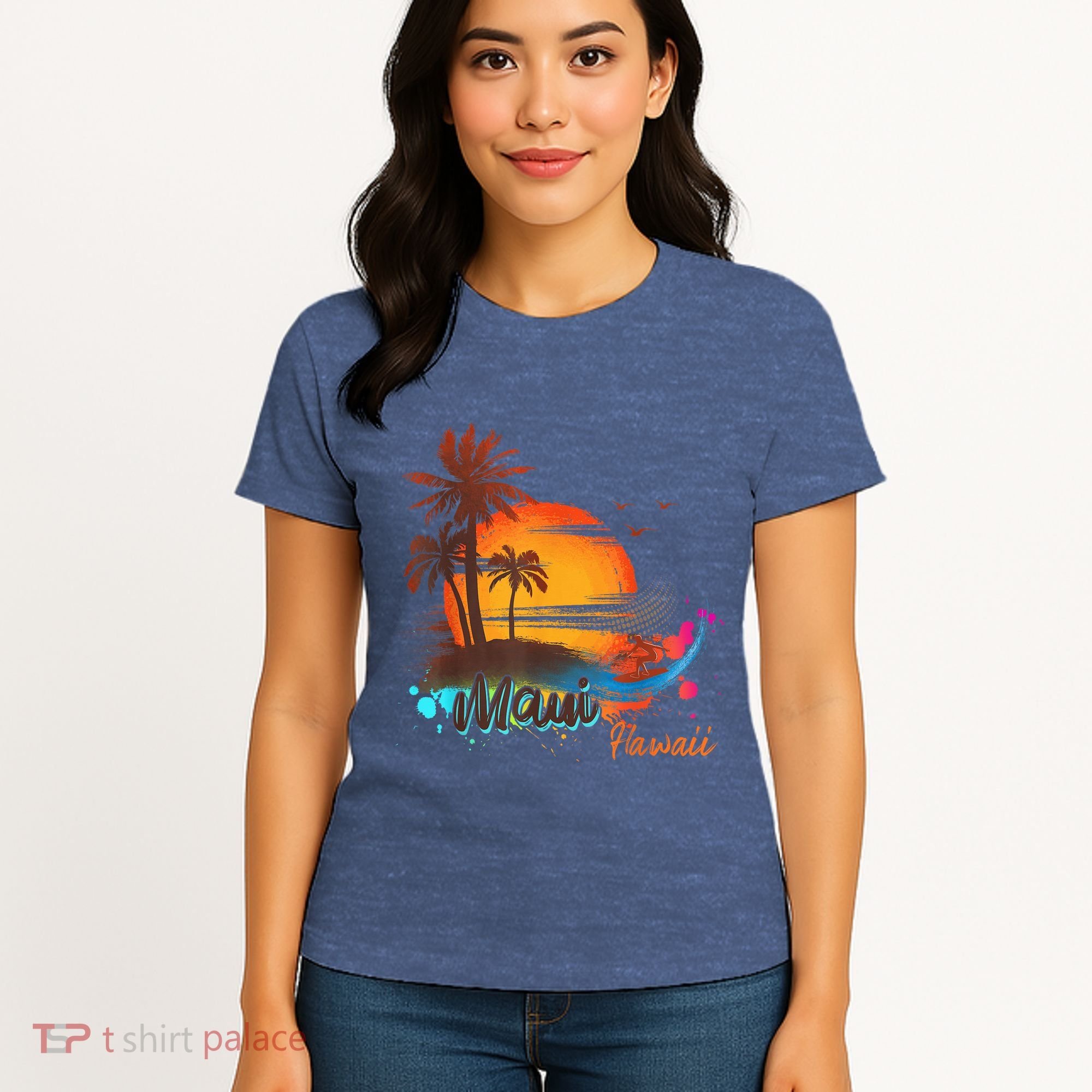 Maui-Hawaii Beach Summer Palm Trees Sunset Women's T-Shirt
