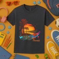 Maui-Hawaii Beach Summer Palm Trees Sunset Kids T-Shirt thumb 3