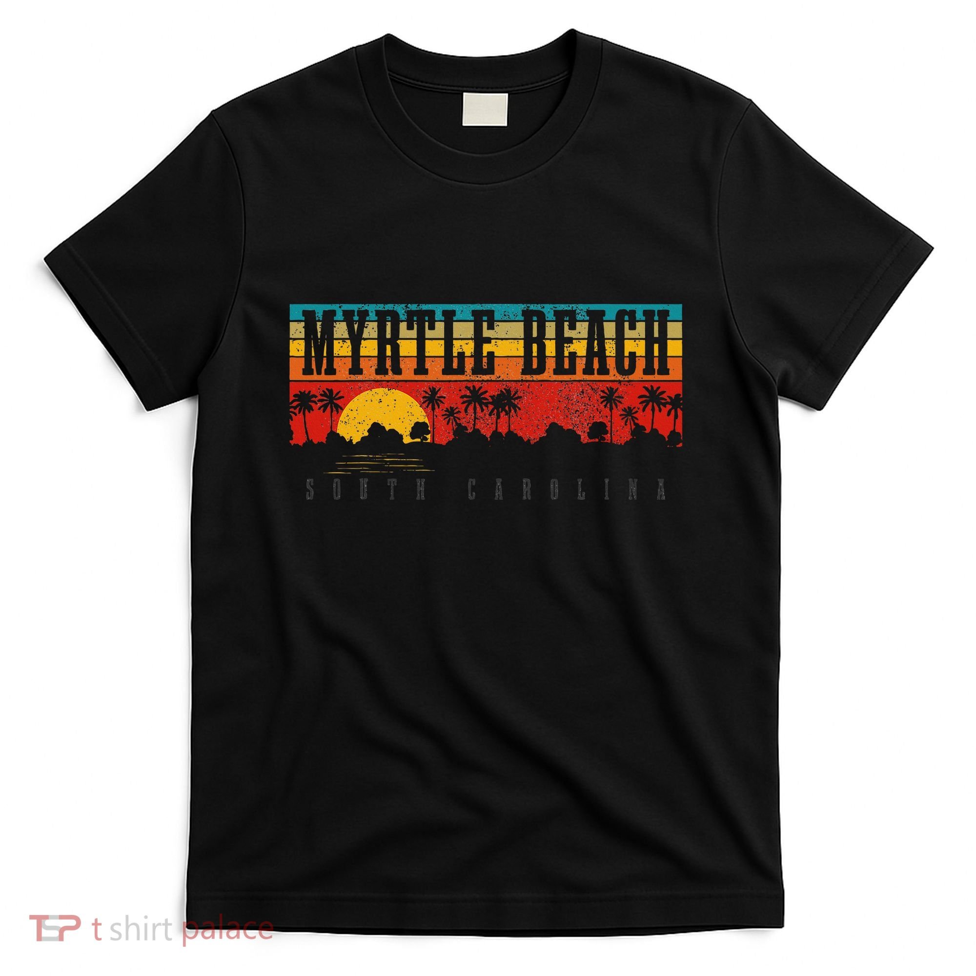 Myrtle Beach South Carolina Vintage Retro Sunset Surf T-Shirt