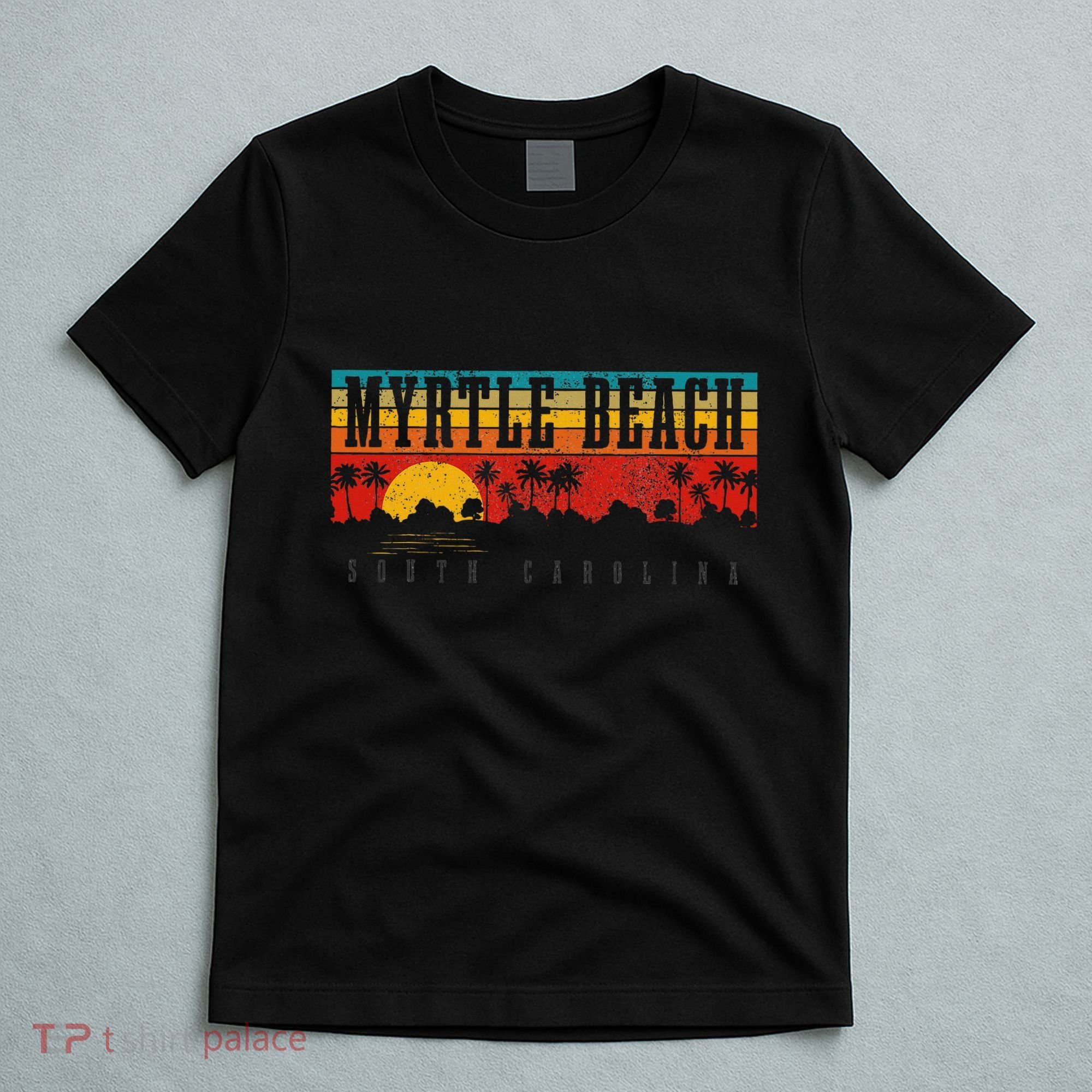 Myrtle Beach South Carolina Vintage Retro Sunset Surf T-Shirt