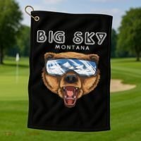 Montana Big Sky Usa Grizzly Ski Golf Towel thumb 1