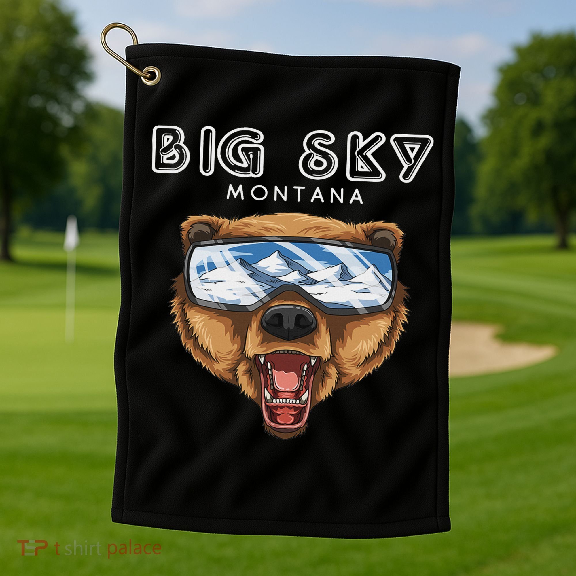 Montana Big Sky Usa Grizzly Ski Golf Towel