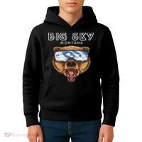 Montana Big Sky Usa Grizzly Ski Kids Hoodie thumb 4
