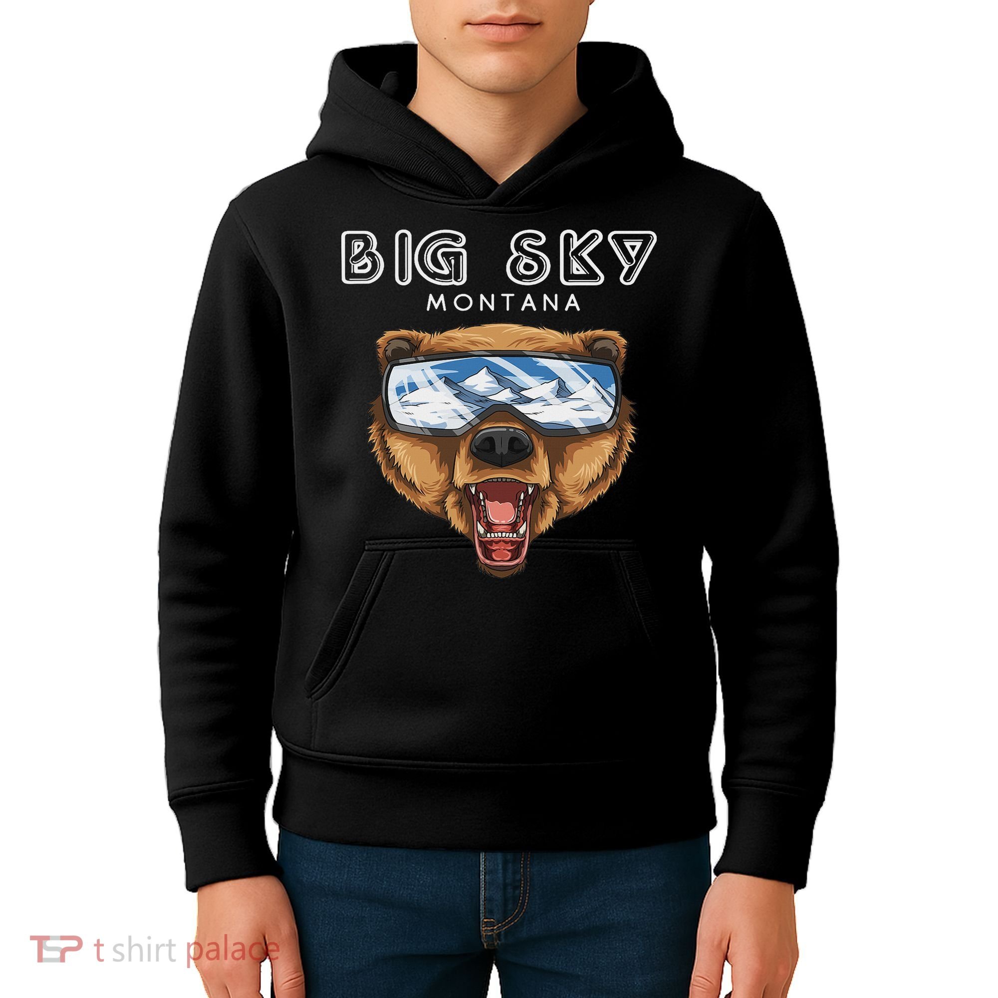 Montana Big Sky Usa Grizzly Ski Kids Hoodie