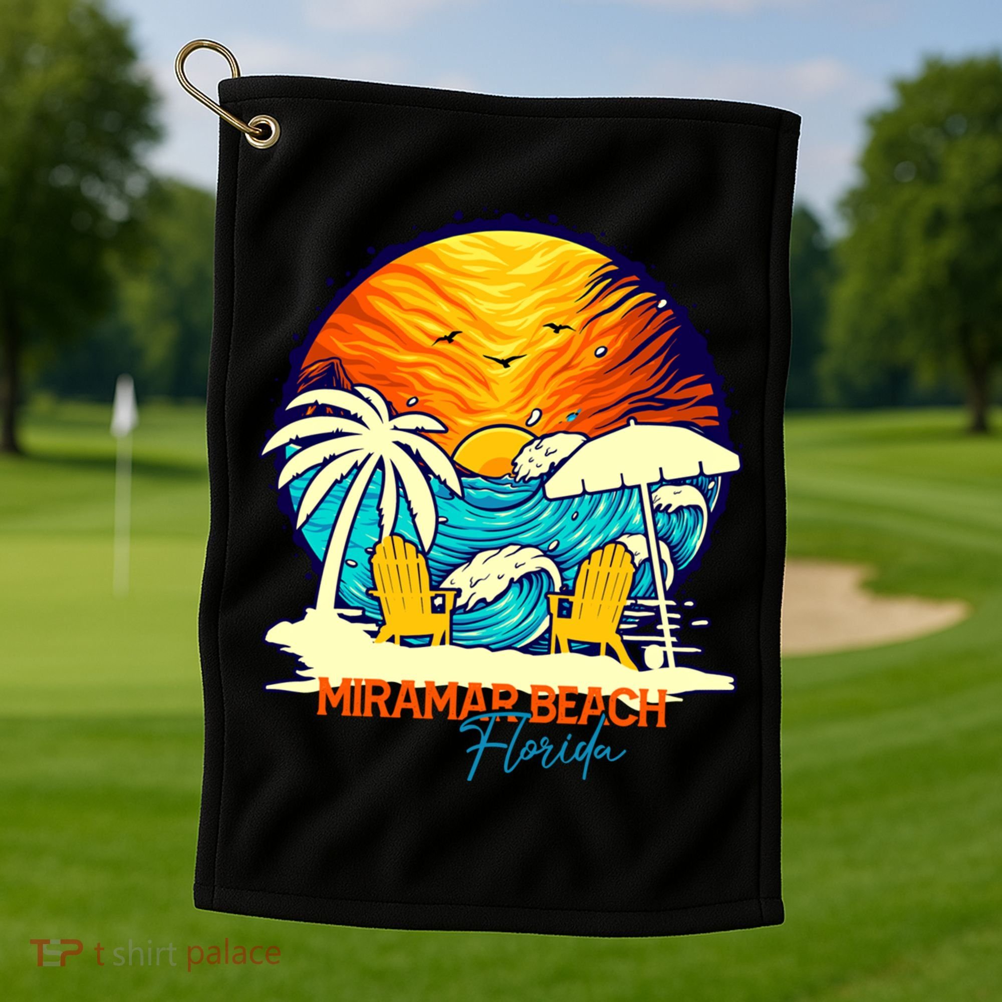 Miramar Beach Sunset Florida Vacation Couples Family Group Great Gift Golf Towel