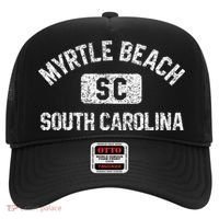 Myrtle Beach SC Gym Style Distressed White  Hat thumb 0