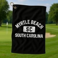 Myrtle Beach SC Gym Style Distressed White  Golf Towel thumb 1