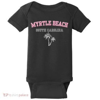Myrtle Beach South Carolina Souvenir Palm Tree Holiday Baby Bodysuit