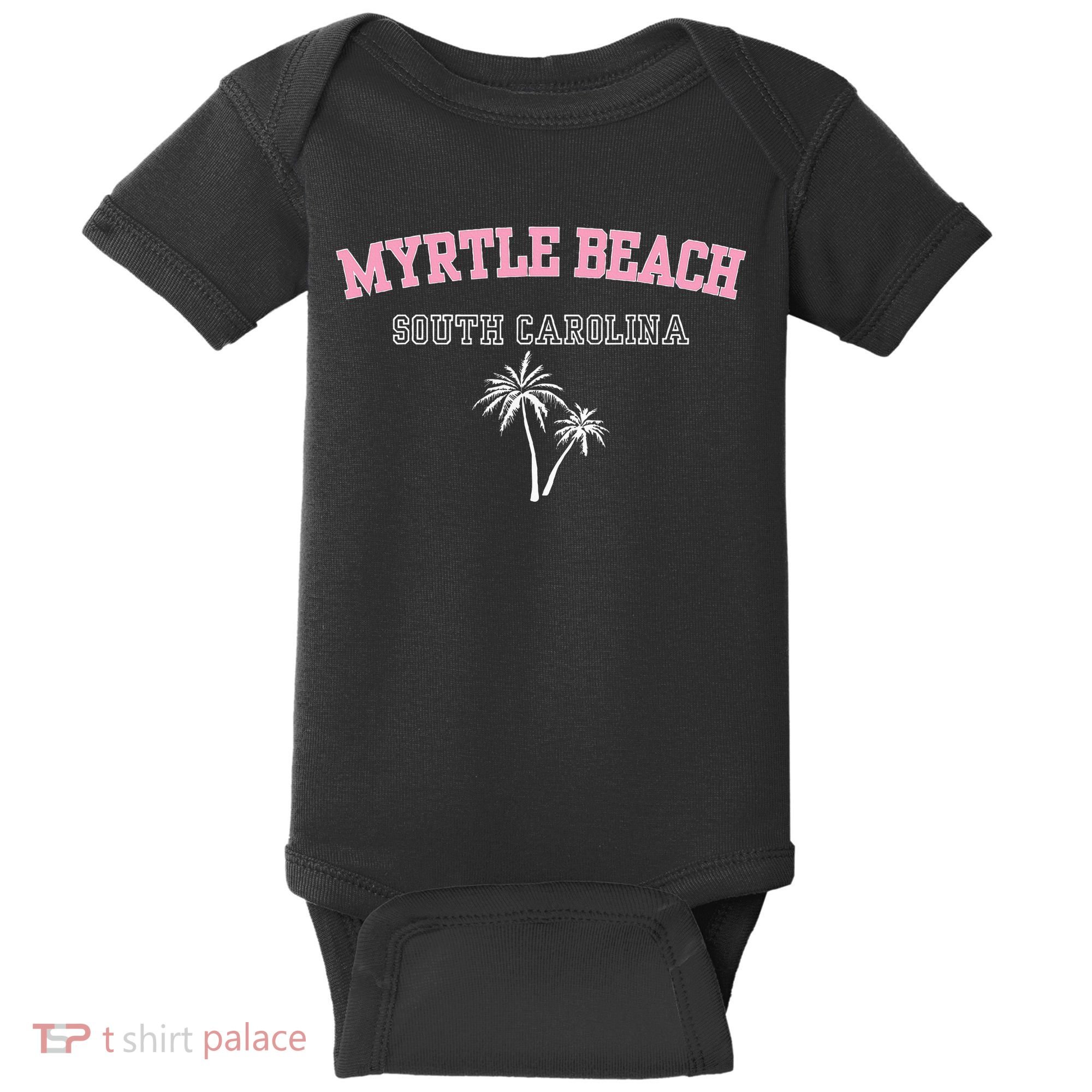 Myrtle Beach South Carolina Souvenir Palm Tree Holiday Baby Bodysuit