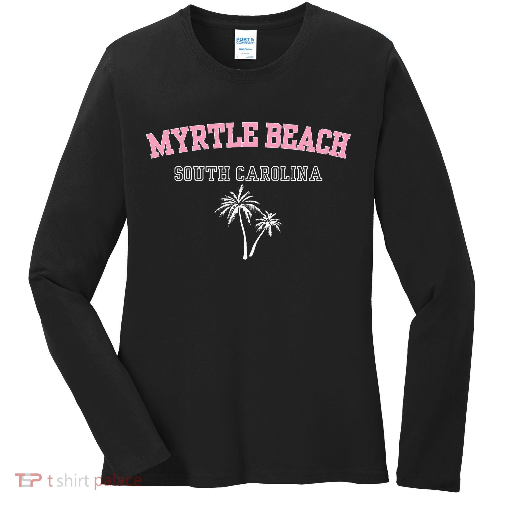 Myrtle Beach South Carolina Souvenir Palm Tree Holiday Women's Long Sleeve Shirt
