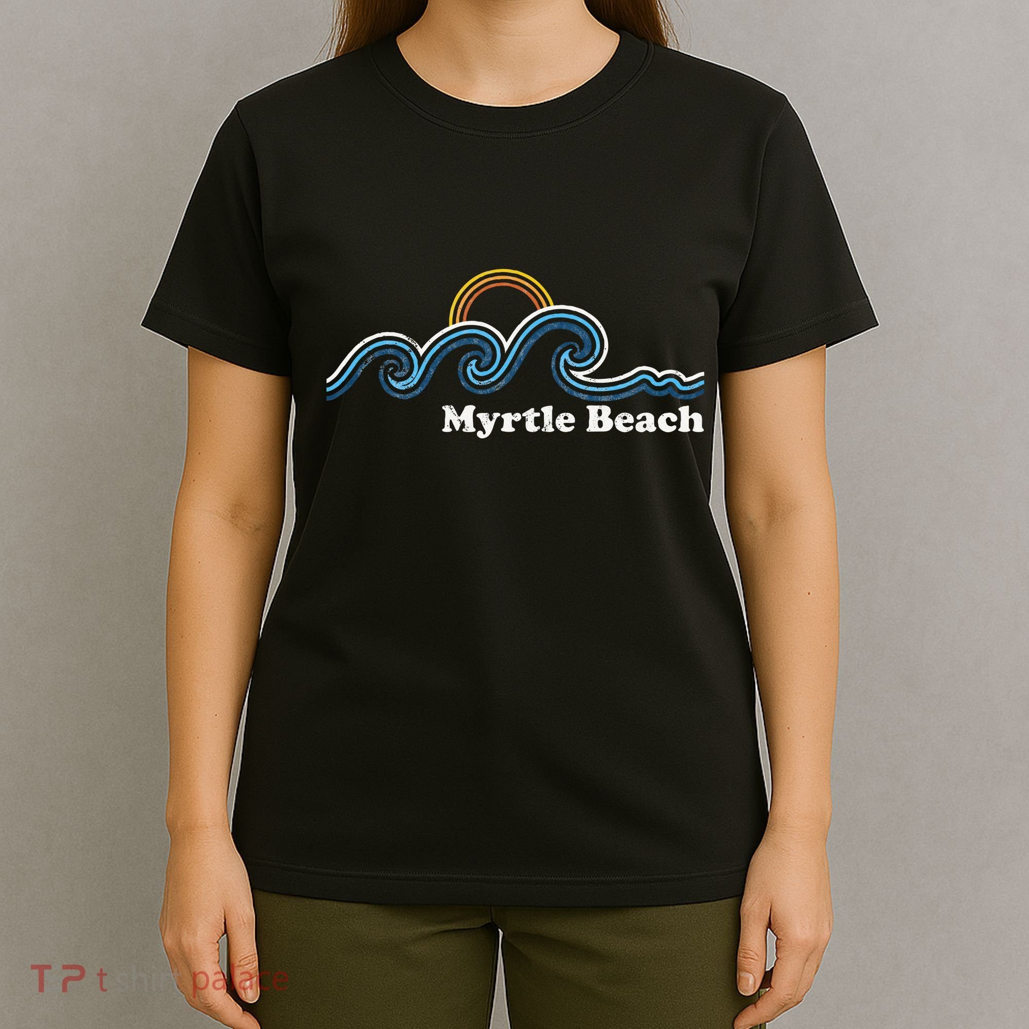 Myrtle Beach South Carolina Sc Sufing Waves Sunset T-Shirt