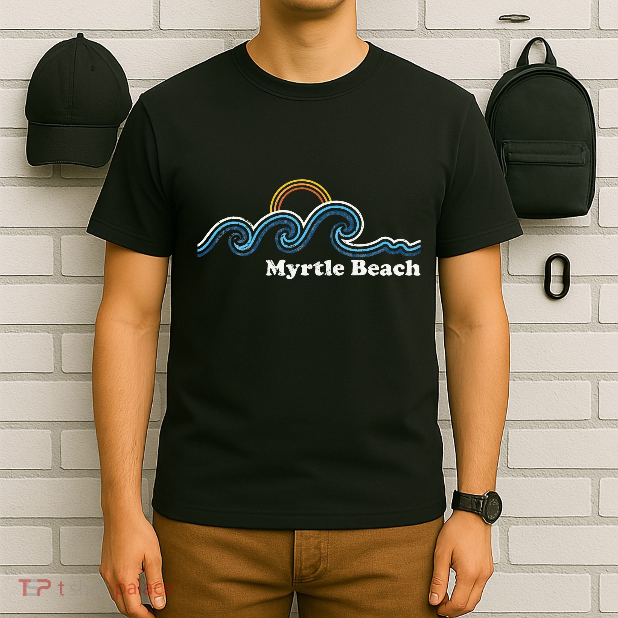 Myrtle Beach South Carolina Sc Sufing Waves Sunset T-Shirt